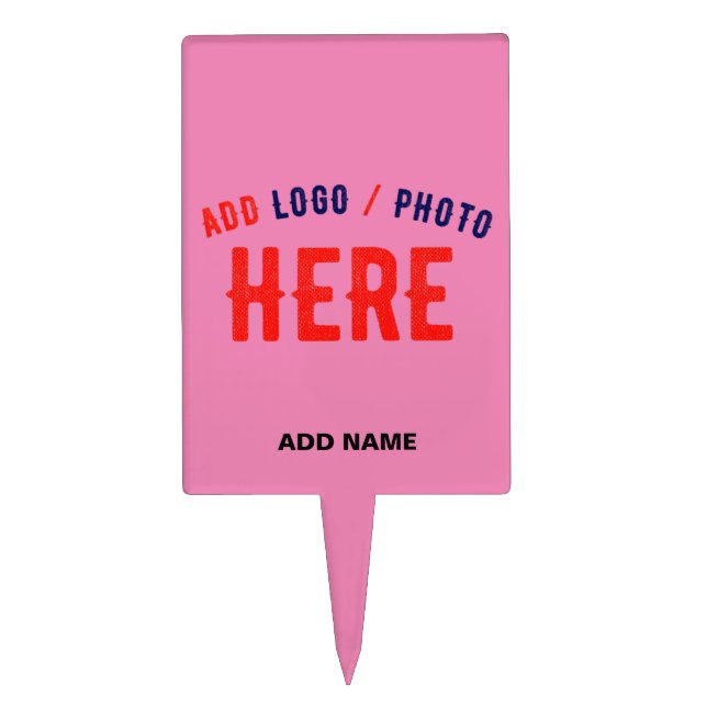 STYLISH MODERN CUSTOMIZABLE PINK VERIFIED BRANDED CAKE TOPPER (Front)