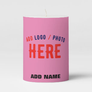 STYLISH MODERN CUSTOMIZABLE PINK VERIFIED BRANDED PILLAR CANDLE
