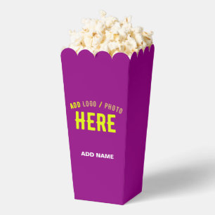STYLISH MODERN CUSTOMIZABLE PURPLE BRANDED POPCORN FAVOR BOXES