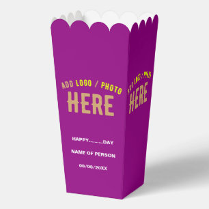 STYLISH MODERN CUSTOMIZABLE PURPLE BRANDED POPCORN FAVOR BOXES