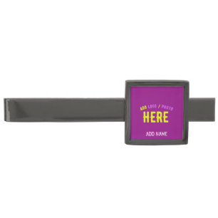 STYLISH MODERN CUSTOMIZABLE PURPLE VERIFIED BRAND GUNMETAL FINISH TIE BAR