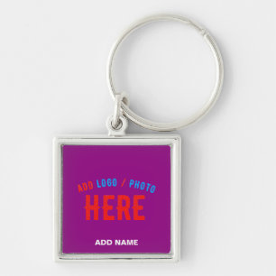 STYLISH MODERN CUSTOMIZABLE PURPLE VERIFIED BRAND KEYCHAIN