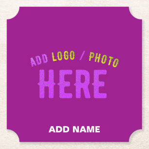 STYLISH MODERN CUSTOMIZABLE PURPLE VERIFIED BRAND PAPER COASTER
