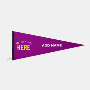 STYLISH MODERN CUSTOMIZABLE PURPLE VERIFIED BRAND PENNANT FLAG