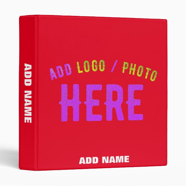 STYLISH MODERN CUSTOMIZABLE RED VERIFIED BRANDED 3 RING BINDER (Front/Spine)