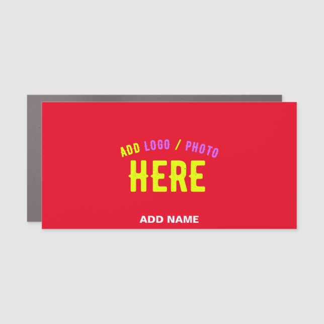 STYLISH MODERN CUSTOMIZABLE RED VERIFIED BRANDED CAR MAGNET (Front)