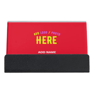 STYLISH MODERN CUSTOMIZABLE RED VERIFIED BRANDED DESK BUSINESS CARD HOLDER