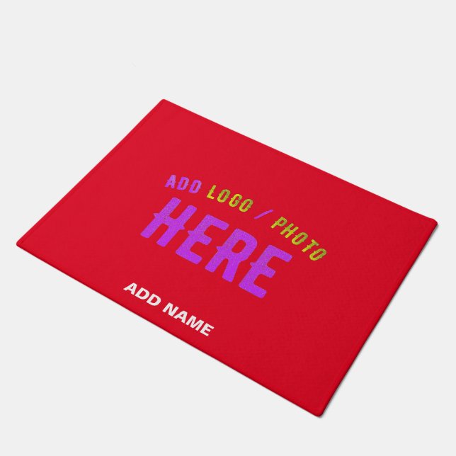 STYLISH MODERN CUSTOMIZABLE RED VERIFIED BRANDED DOORMAT (Angled)