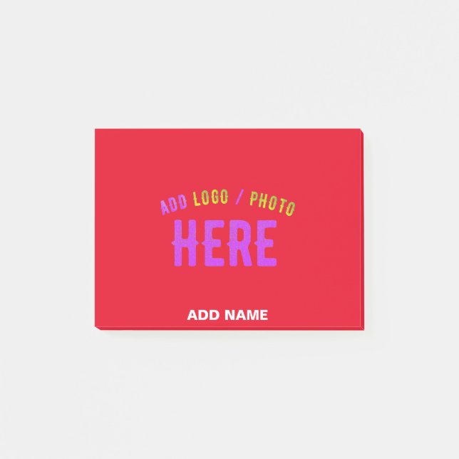 STYLISH MODERN CUSTOMIZABLE RED VERIFIED BRANDED POST-IT NOTES (Front)