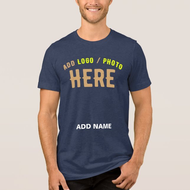 STYLISH MODERN CUSTOMIZABLE SOLID NAVY BLUE BRAND Tri-Blend SHIRT (Front)