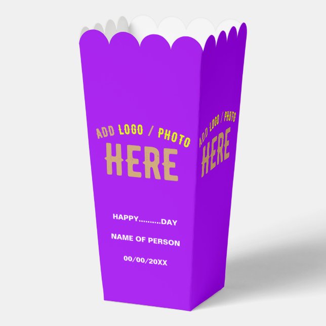 STYLISH MODERN CUSTOMIZABLE VIOLET BRANDED POPCORN FAVOR BOXES (Front)