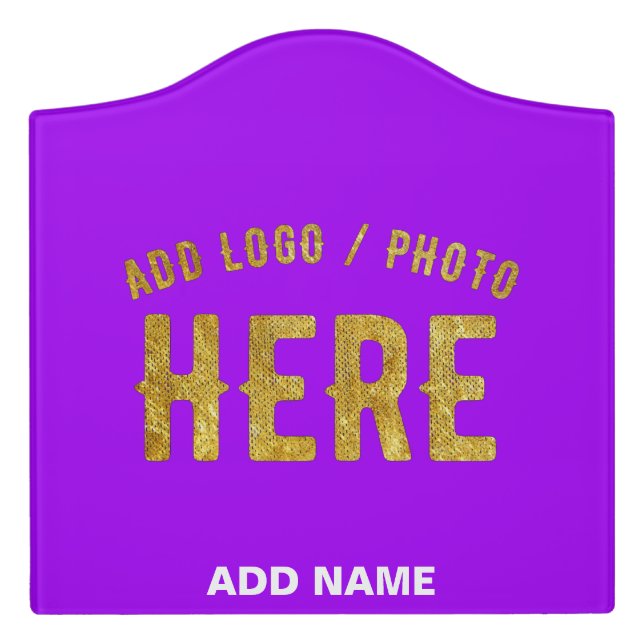 STYLISH MODERN CUSTOMIZABLE VIOLET VERIFIED BRAND DOOR SIGN (Large Crest Front)