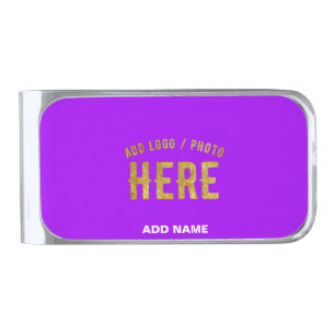 STYLISH MODERN CUSTOMIZABLE VIOLET VERIFIED BRAND SILVER FINISH MONEY CLIP