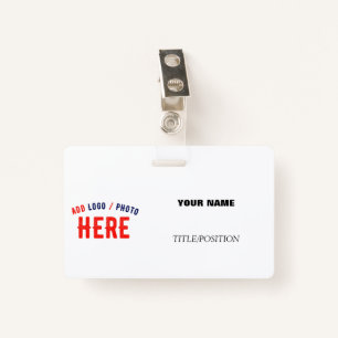 STYLISH MODERN CUSTOMIZABLE WHITE BRAND METAL CLIP BADGE