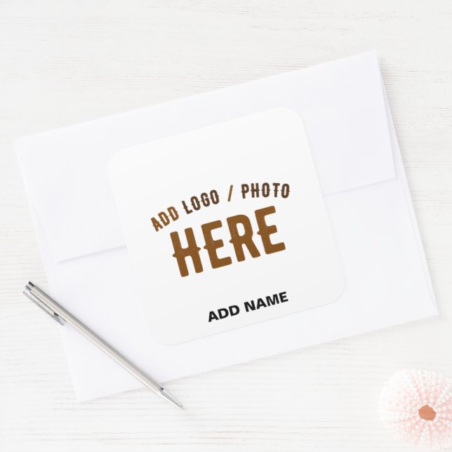 STYLISH MODERN CUSTOMIZABLE WHITE BRANDED ENVELOPE SQUARE STICKER (Envelope)