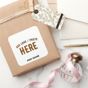 STYLISH MODERN CUSTOMIZABLE WHITE BRANDED GIFTING SQUARE STICKER