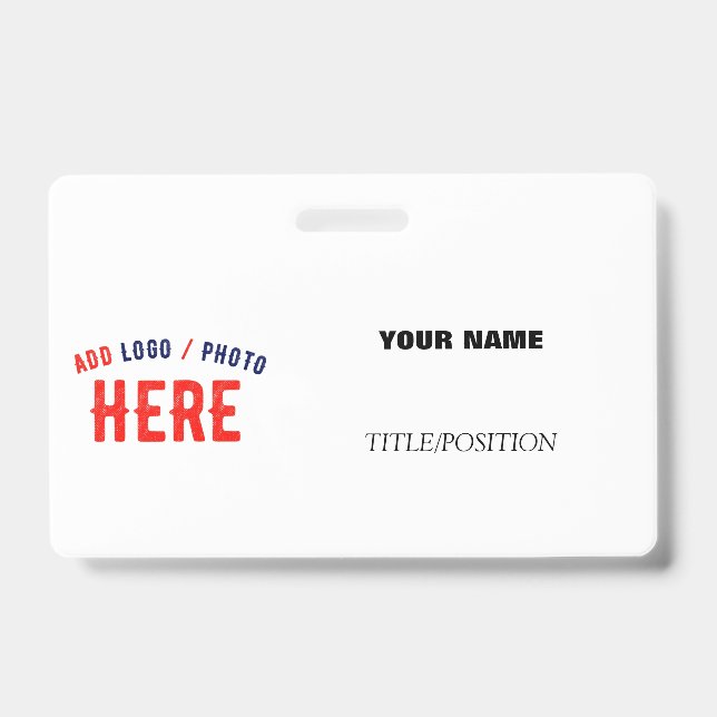 STYLISH MODERN CUSTOMIZABLE WHITE BRANDED LANYARD BADGE (Front)