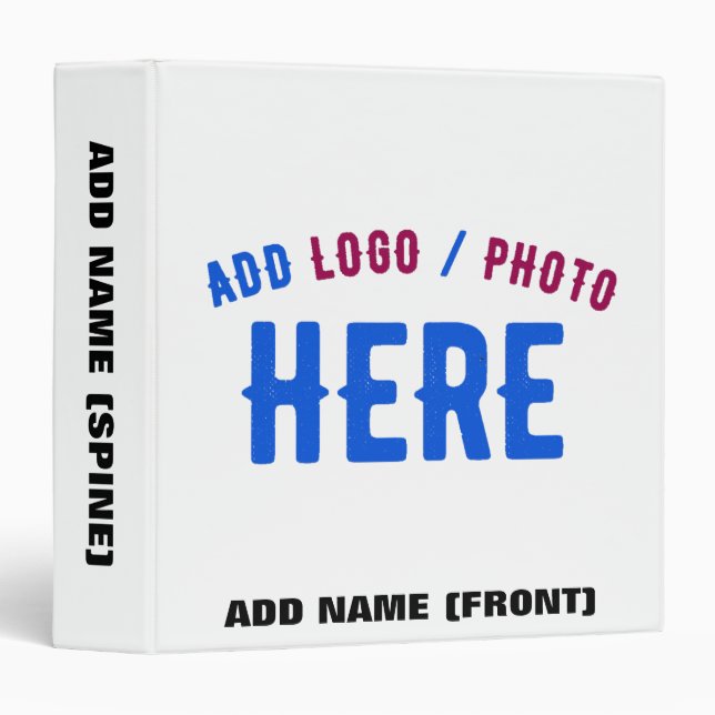 STYLISH MODERN CUSTOMIZABLE WHITE VERIFIED BRANDED 3 RING BINDER (Front/Spine)