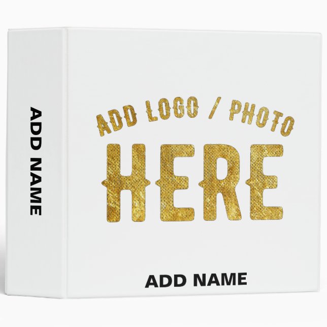 STYLISH MODERN CUSTOMIZABLE WHITE VERIFIED BRANDED 3 RING BINDER (Front/Spine)