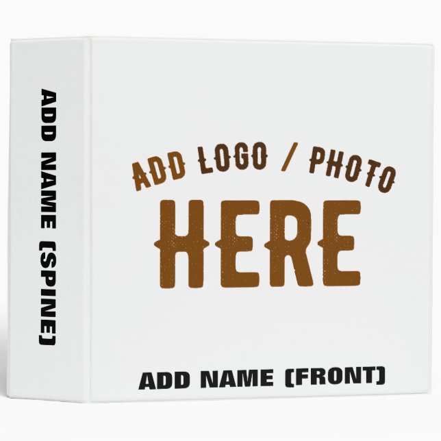 STYLISH MODERN CUSTOMIZABLE WHITE VERIFIED BRANDED 3 RING BINDER (Front/Spine)