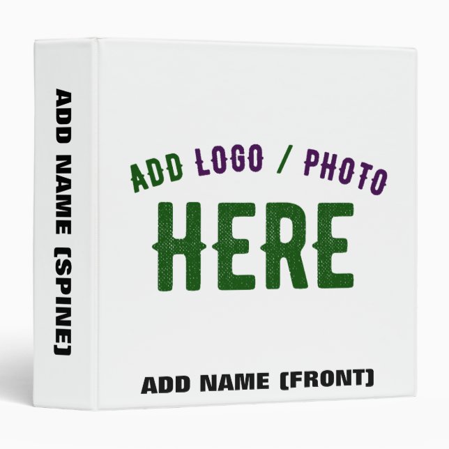 STYLISH MODERN CUSTOMIZABLE WHITE VERIFIED BRANDED 3 RING BINDER (Front/Spine)