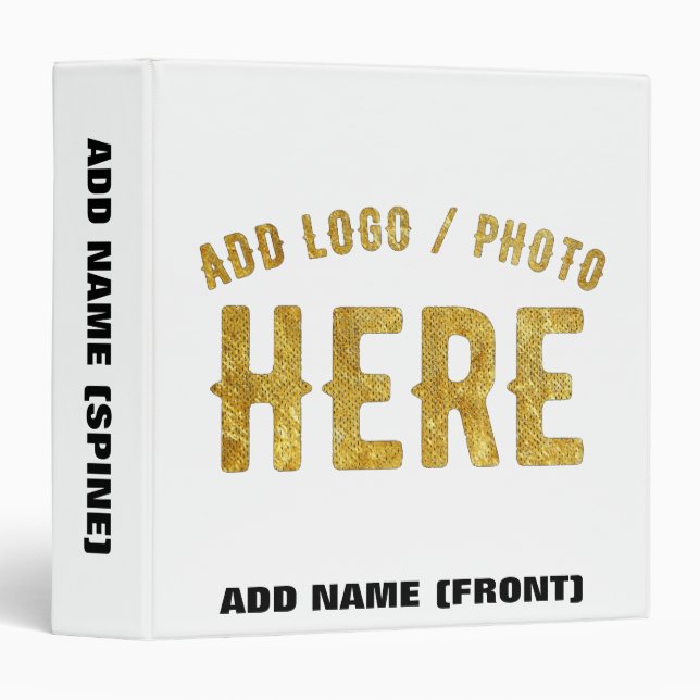 STYLISH MODERN CUSTOMIZABLE WHITE VERIFIED BRANDED 3 RING BINDER (Front/Spine)