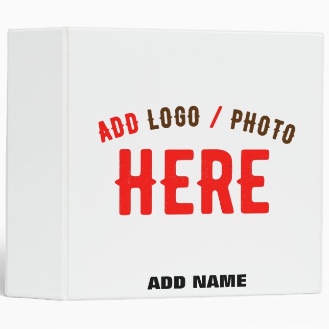 STYLISH MODERN CUSTOMIZABLE WHITE VERIFIED BRANDED 3 RING BINDER (Front/Spine)