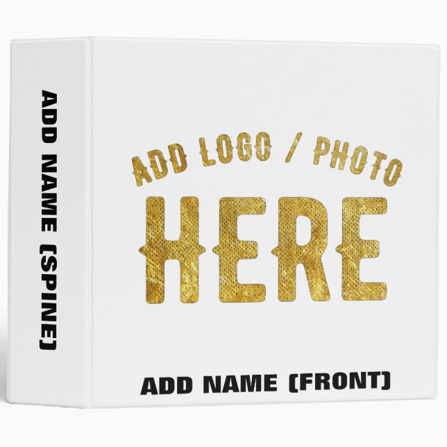 STYLISH MODERN CUSTOMIZABLE WHITE VERIFIED BRANDED 3 RING BINDER (Front/Spine)