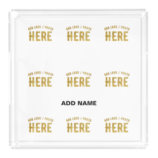 STYLISH MODERN CUSTOMIZABLE WHITE VERIFIED BRANDED ACRYLIC TRAY (Front)
