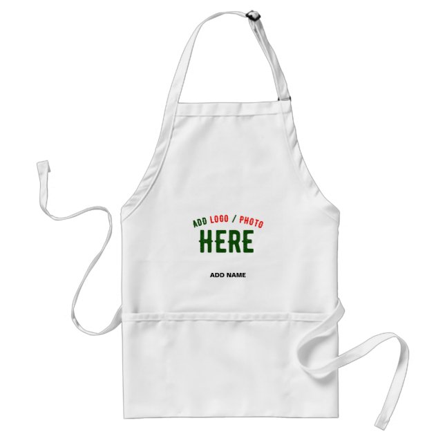 STYLISH MODERN CUSTOMIZABLE WHITE VERIFIED BRANDED ADULT APRON (Front)
