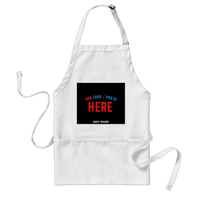 STYLISH MODERN CUSTOMIZABLE WHITE VERIFIED BRANDED ADULT APRON (Front)