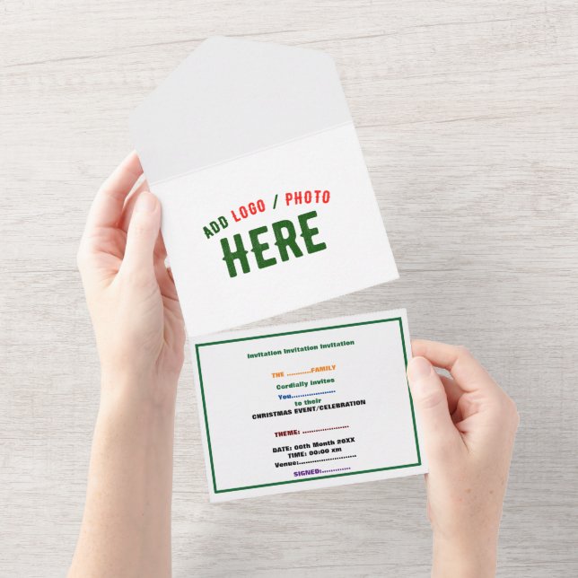 STYLISH MODERN CUSTOMIZABLE WHITE VERIFIED BRANDED ALL IN ONE INVITATION (Tearaway)
