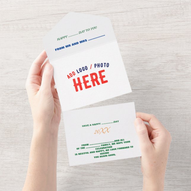 STYLISH MODERN CUSTOMIZABLE WHITE VERIFIED BRANDED ALL IN ONE INVITATION (Tearaway)