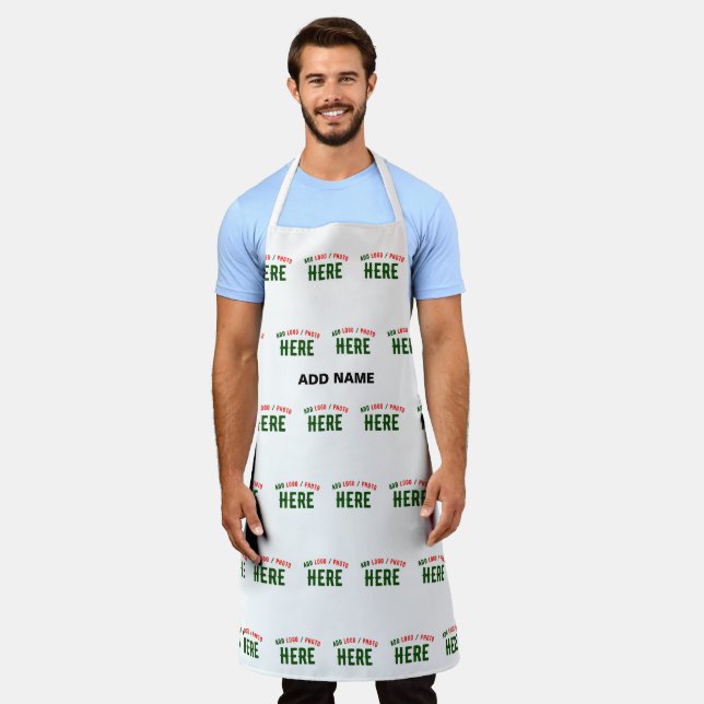 STYLISH MODERN CUSTOMIZABLE WHITE VERIFIED BRANDED APRON (Worn)