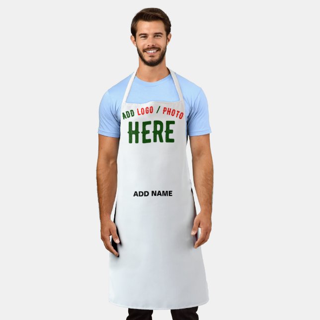 STYLISH MODERN CUSTOMIZABLE WHITE VERIFIED BRANDED APRON (Worn)