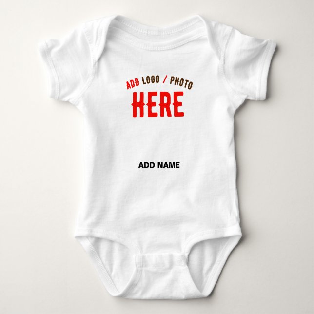 STYLISH MODERN CUSTOMIZABLE WHITE VERIFIED BRANDED BABY BODYSUIT (Front)
