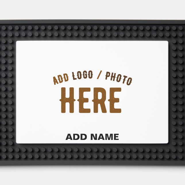 STYLISH MODERN CUSTOMIZABLE WHITE VERIFIED BRANDED BAR MAT  (Front (Close Up))
