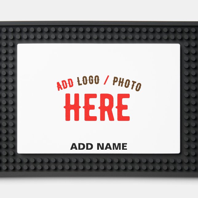 STYLISH MODERN CUSTOMIZABLE WHITE VERIFIED BRANDED BAR MAT  (Front (Close Up))