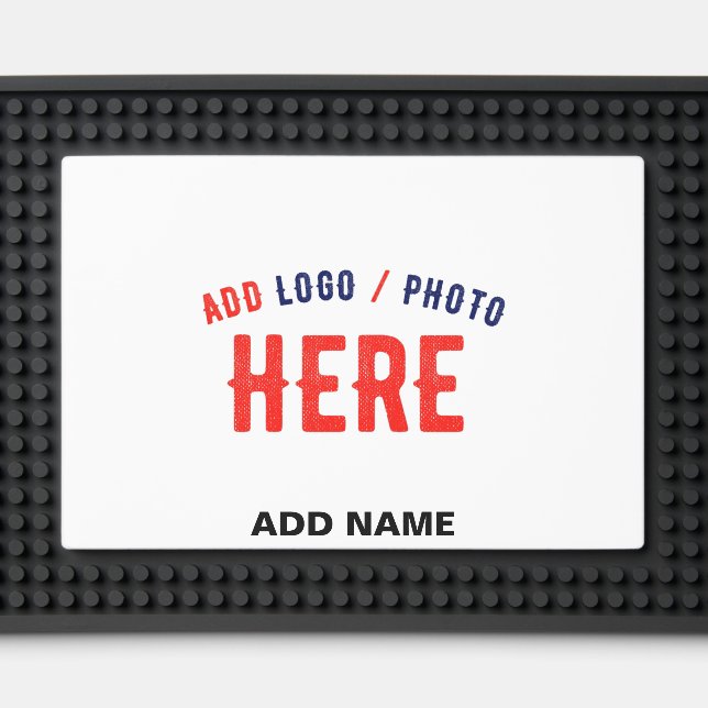 STYLISH MODERN CUSTOMIZABLE WHITE VERIFIED BRANDED BAR MAT  (Front (Close Up))