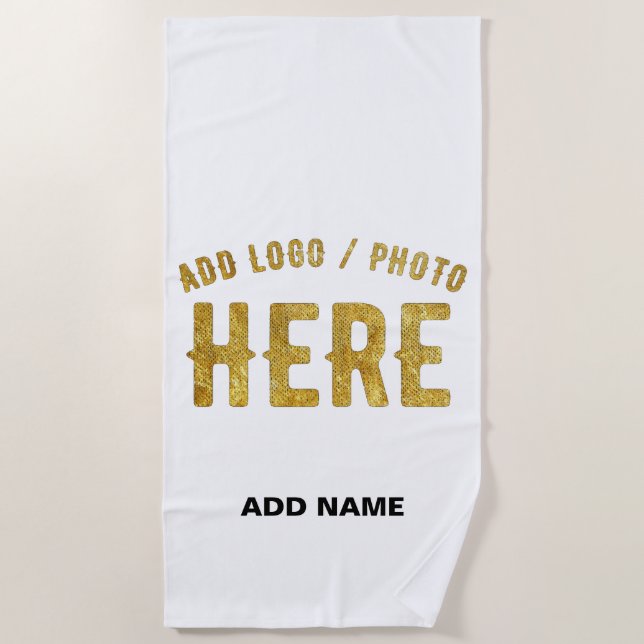 STYLISH MODERN CUSTOMIZABLE WHITE VERIFIED BRANDED BEACH TOWEL (Front)