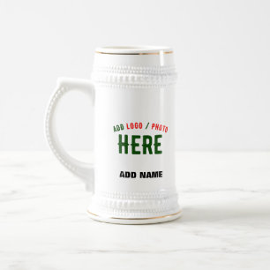 STYLISH MODERN CUSTOMIZABLE WHITE VERIFIED BRANDED BEER STEIN