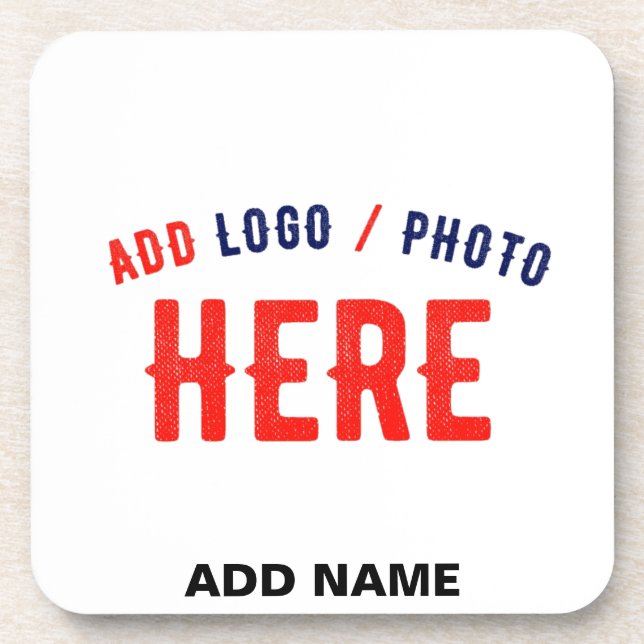 STYLISH MODERN CUSTOMIZABLE WHITE VERIFIED BRANDED BEVERAGE COASTER (Front)