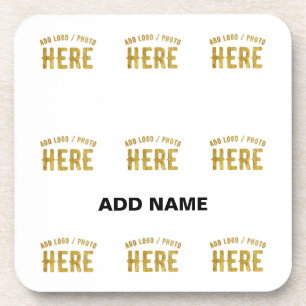 STYLISH MODERN CUSTOMIZABLE WHITE VERIFIED BRANDED BEVERAGE COASTER
