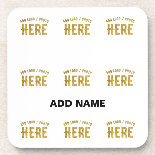 STYLISH MODERN CUSTOMIZABLE WHITE VERIFIED BRANDED BEVERAGE COASTER (Front)