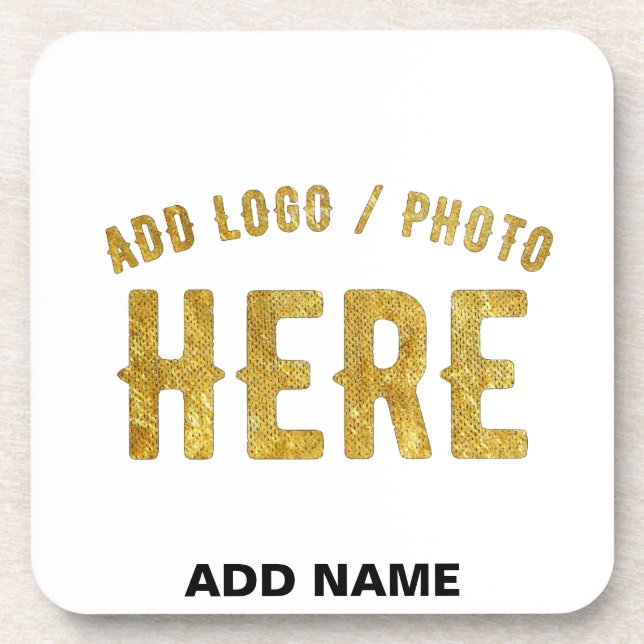 STYLISH MODERN CUSTOMIZABLE WHITE VERIFIED BRANDED BEVERAGE COASTER (Front)