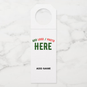 STYLISH MODERN CUSTOMIZABLE WHITE VERIFIED BRANDED BOTTLE HANGER TAG