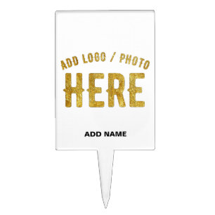 STYLISH MODERN CUSTOMIZABLE WHITE VERIFIED BRANDED CAKE TOPPER