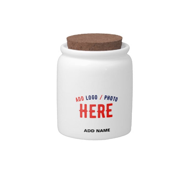 STYLISH MODERN CUSTOMIZABLE WHITE VERIFIED BRANDED CANDY JAR (Front)