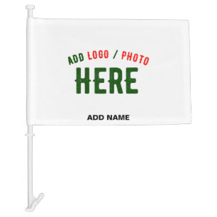 STYLISH MODERN CUSTOMIZABLE WHITE VERIFIED BRANDED CAR FLAG