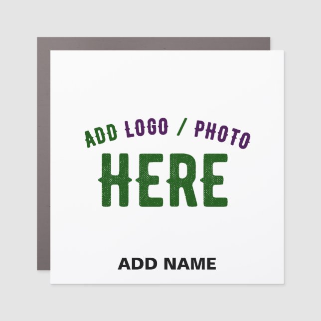 STYLISH MODERN CUSTOMIZABLE WHITE VERIFIED BRANDED CAR MAGNET (Front)